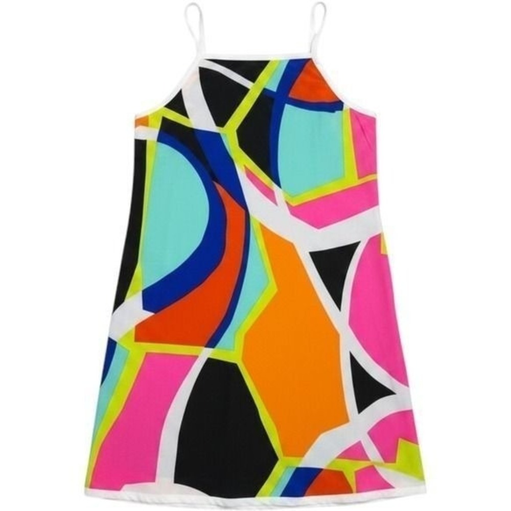 Fabletics Women Multi-Color Geometric Print Swim Cover-Up Mini Dress Size M NWT